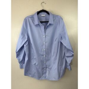 J Jill Non Iron Blue Button Up Long Sleeved Blouse Size XL